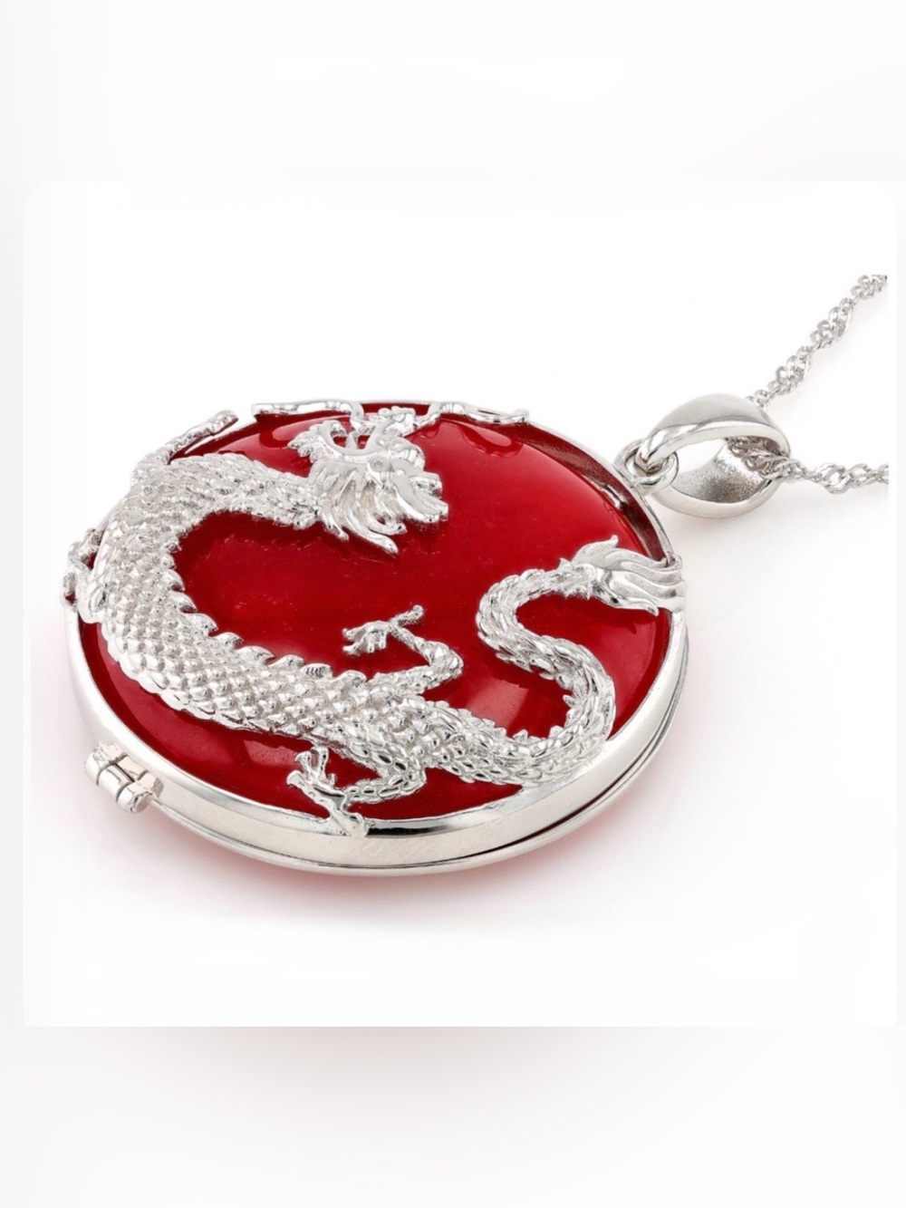 Sterling Silver Dragon Pendant Necklace- interchangeable color pendant